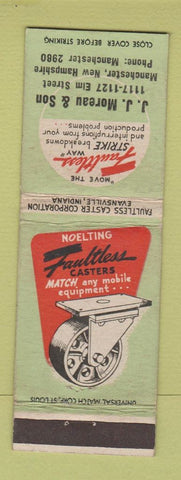 Matchbook Cover - Faultless Casters Evansville IN Manchester NH JJ Moreau WEAR