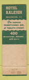 Matchbook Cover - Hotel Raleigh Washington DC Pall Mall Room WEAR