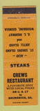 Matchbook Cover - Crews Restaurant Brunswick GA Woodbine