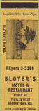 Matchbook Cover - Bloyer's Motel Hagerstown MD Regal Match