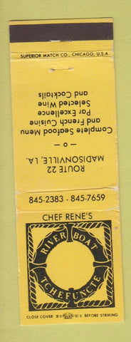 Matchbook Cover - Chef Rene's River Boat Tchefuncte Madisonville LA