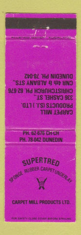 Matchbook Cover - Supertred Carpet Underlay Christchurch New Zealand WEAR