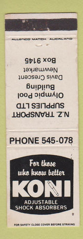 Matchbook Cover - Koni Shock Absorbers Newmarket New Zealand WEAR