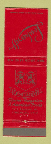 Matchbook Cover - Lenhardt Vienna Hungarian Restaurant Cincinnati OH