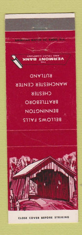 Matchbook Cover - Vermont Bank Bellows Falls Bennington Brattleboro VT