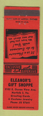 Matchbook Cover - Eleanor's Gift Shoppe Norwalk VA