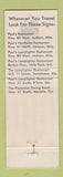 Matchbook Cover - Paul's Lamplighter Jackson MS Tuscaloosa Birmingham AL