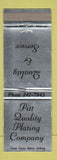 Matchbook Cover - Pitt Quality Plating Company