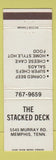 Matchbook Cover - The Stacked Deck Memphis TN restaurant