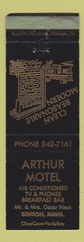 Matchbook Cover - Arthur Motel Benson MN WORN
