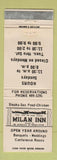 Matchbook Cover - Milan Inn OH Thomas Edison WORN