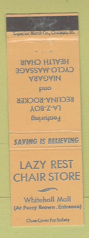 Matchbook Cover - Lazy Rest Chair Store Fullerton PA