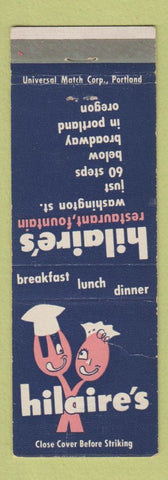 Matchbook Cover - Hilaire's Restaurant Portland OR