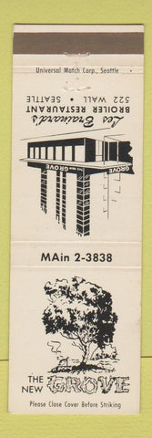 Matchbook Cover - The New Grove Les Brainard's Seattle WA