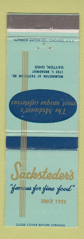 Matchbook Cover - Sacksteder's Restaurant Dayton OH