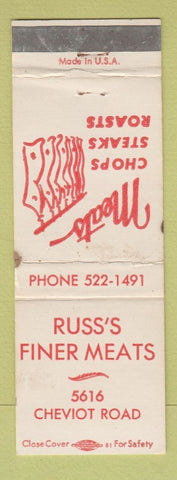 Matchbook Cover - Russ's Finer Meats Cincinnati OH WORN