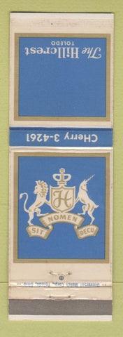 Matchbook Cover - The Hillcrest Toledo OH