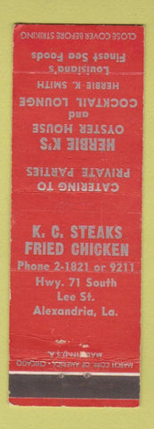 Matchbook Cover - Herbie K's Oyster House Alexandria LA