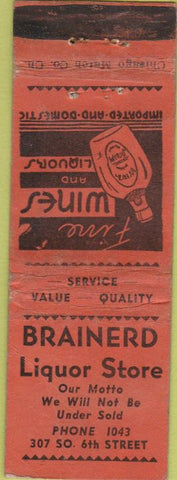 Matchbook Cover - Brainerd Liquor Store MN WORN