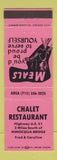 Matchbook Cover - Chalet Restaurant Minocqua WI