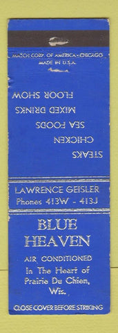 Matchbook Cover - Blue Heaven Restaurant Prairie Du Chien WI