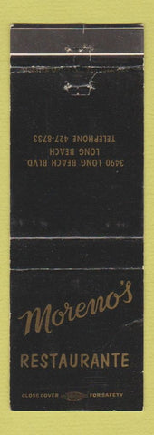 Matchbook Cover - Moreno's Restaurante Long Beach CA WEAR