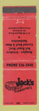 Matchbook Cover - Jack's Submarine Sandwiches Huntington Beach CA WEAR
