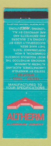 Matchbook Cover - Altherm Aluminum New Zealand Takapuna
