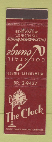 Matchbook Cover - The Clock Cocktail Lounge Milwaukee WI