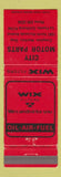 Matchbook Cover - Wix Filters City Motor Parts LA Puente CA
