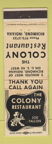 Matchbook Cover - Colony Restaurant Richmond IN WEAR