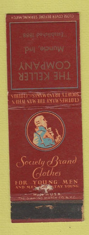 Matchbook Cover - Keller Company Society Brand Men's Clothes Muncie IN WEAR
