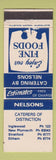 Matchbook Cover - Nelsons Catering Inglewood Stratford Eltham New Zealand