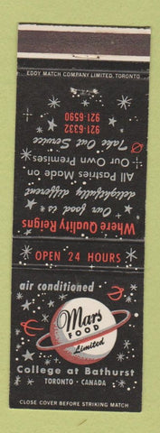 Matchbook Cover - Mars Food Restaurant Toronto ON