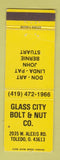 Matchbook Cover - Glass City Bolt and Nut Toledo OH