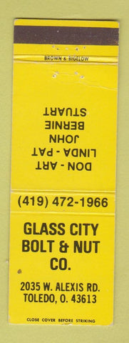 Matchbook Cover - Glass City Bolt and Nut Toledo OH