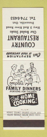 Matchbook Cover - Country Restaurant Dunnville ON