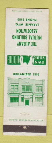Matchbook Cover - Albany Mutual Building Association Laramie WY