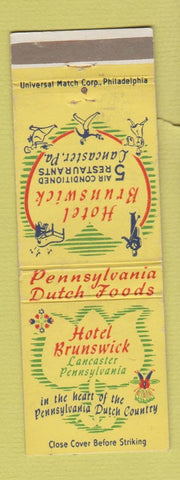 Matchbook Cover - Hotel Brunswick Lancaster PA