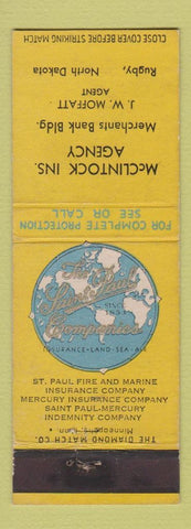 Matchbook Cover - McClintock Insurance Agency Rugby ND