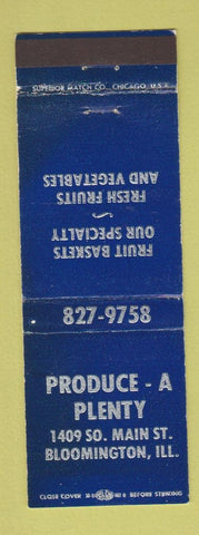 Matchbook Cover - Produce A Plenty Bloomington IL