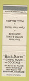 Matchbook Cover - Rock Acres Dining Room Estes Park Colorado WEAR
