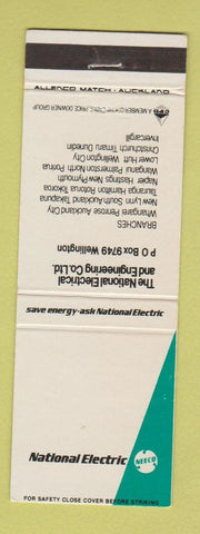 Matchbook Cover - National Electric Wellington New Zealand