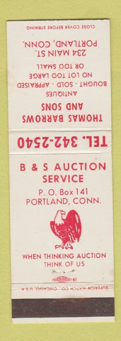 Matchbook Cover - Thomas Barrows Antiques Portland CT B&S Auction Service