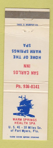 Matchbook Cover - Warm Springs Health Spa Fort Myers FL