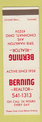 Matchbook Cover - Berning Real Estate Cincinnati OH