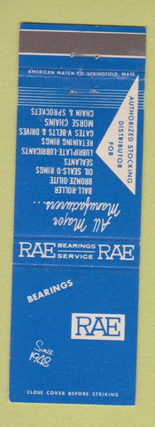 Matchbook Cover - RAE Bearings Hartford Bridgeport New Haven CT