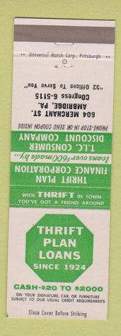 Matchbook Cover - Thrift Plan Loans Ambridge PA