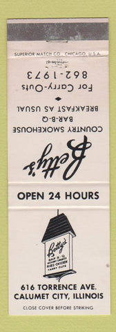 Matchbook Cover - Betty's BBQ Calumet City IL