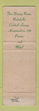 Matchbook Cover - Lobster House Taconic Park Williamstown MA